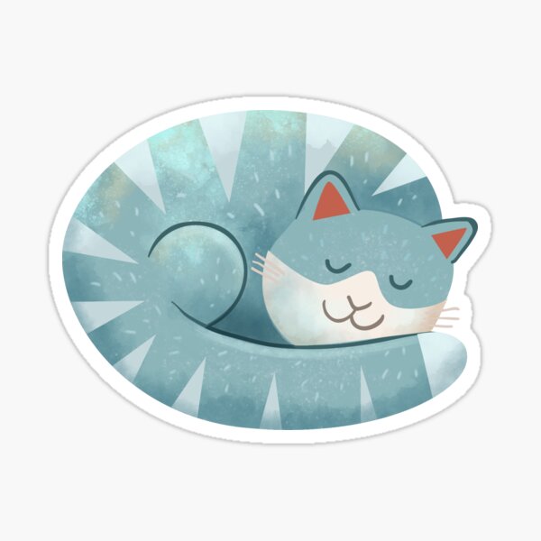 Ilustración linda del gato durmiente Pegatina