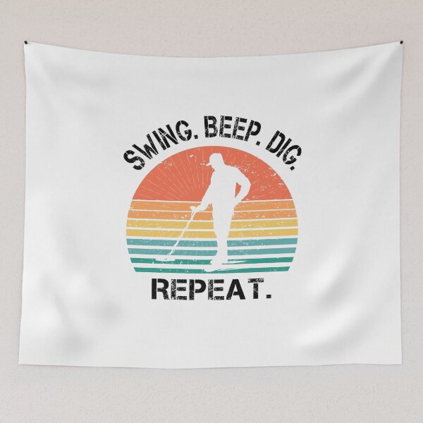 Item preview, Funny Metal detector retro sunset swing beep dig repeat  designed and sold by TipTopTapo.