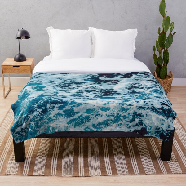 Turquoise Blue Ocean Waves Throw Blanket