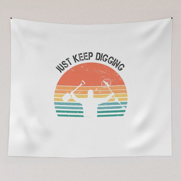 Item preview, Funny Metal detector retro sunset just keep digging  designed and sold by TipTopTapo.