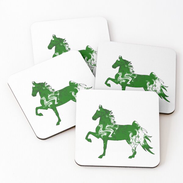 Item preview, Swirly Saddlebred Trotting Green and White designed and sold by theaadesigns.
