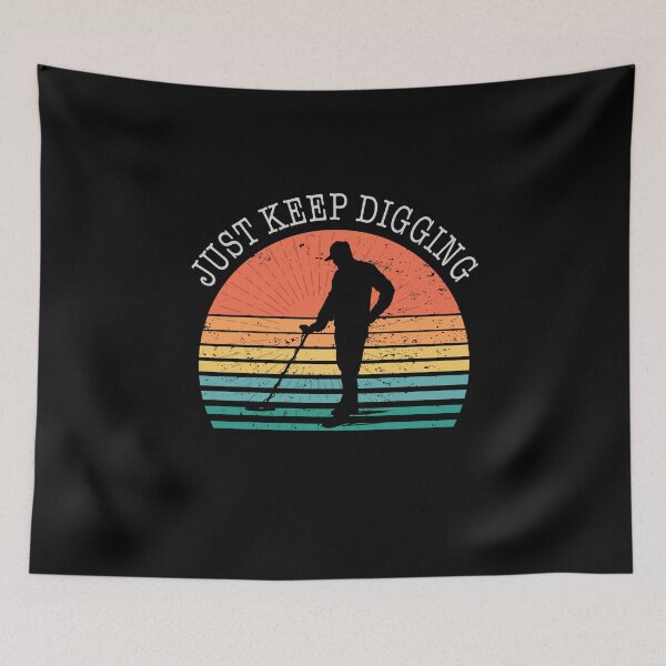 Item preview, Funny Metal detector retro sunset just keep digging  designed and sold by TipTopTapo.
