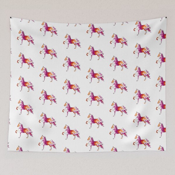 Item preview, Swirly Saddlebred Trotting Pink White Orange designed and sold by theaadesigns.
