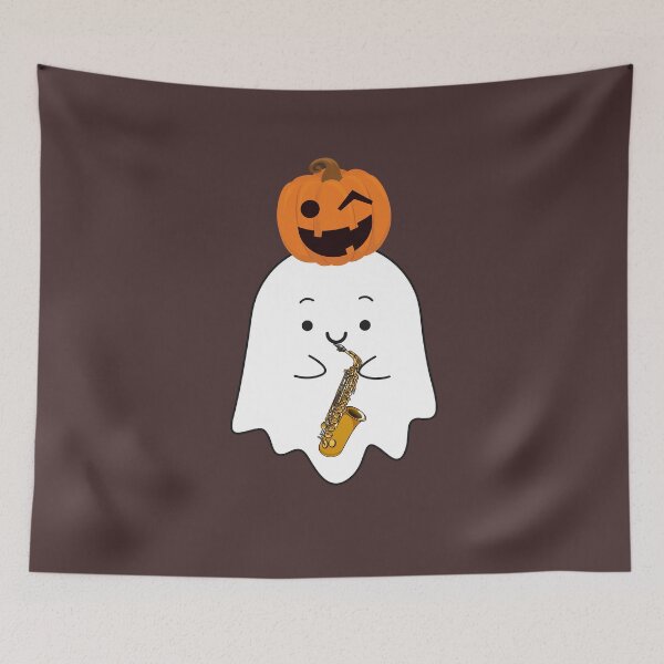 Item preview, Cute Boo Saxpohone Player For Saxophonist And Orchestra Musician On Halloween Days designed and sold by Funwithmusic.
