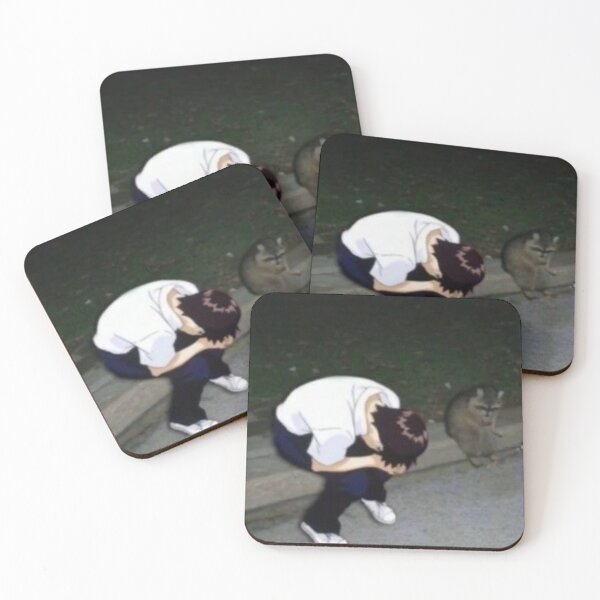Item preview, Shinji chilling with raccoon  designed and sold by midstuff.