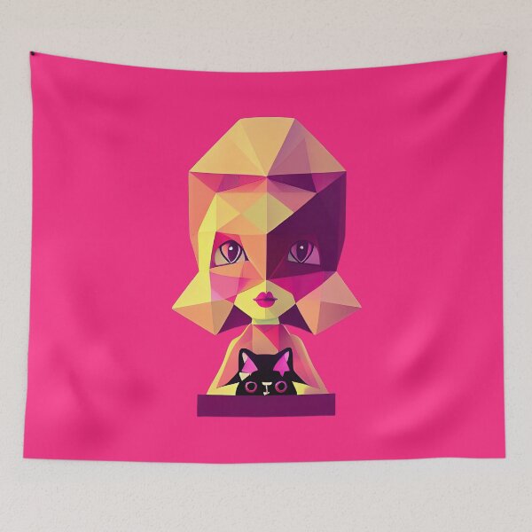 Item preview, Low Poly Girl and Her Toy Cat designed and sold by PolygonXYZ.