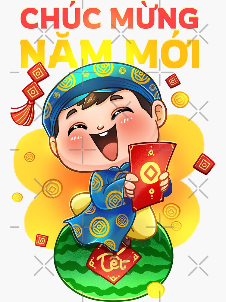 "Chuc Mung Nam Moi Happy Lunar New Year Vietnamese Tet Holiday" Sticker