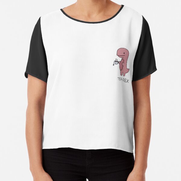 'Tea-Rex' Illustration Chiffon Top