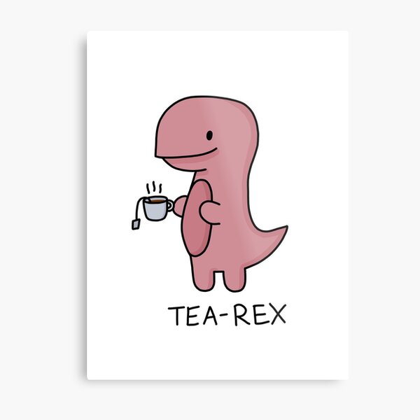 'Tea-Rex' Illustration Metal Print