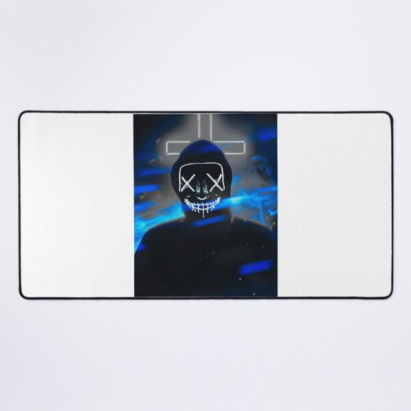 Item preview, Blue Neon silhouette of a Dark Man with a Scary Face designed and sold by Dven-Clothes.