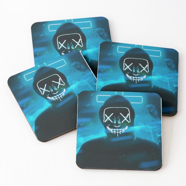 Item preview, Light Blue Neon silhouette of a Dark Man with a Scary Face designed and sold by Dven-Clothes.