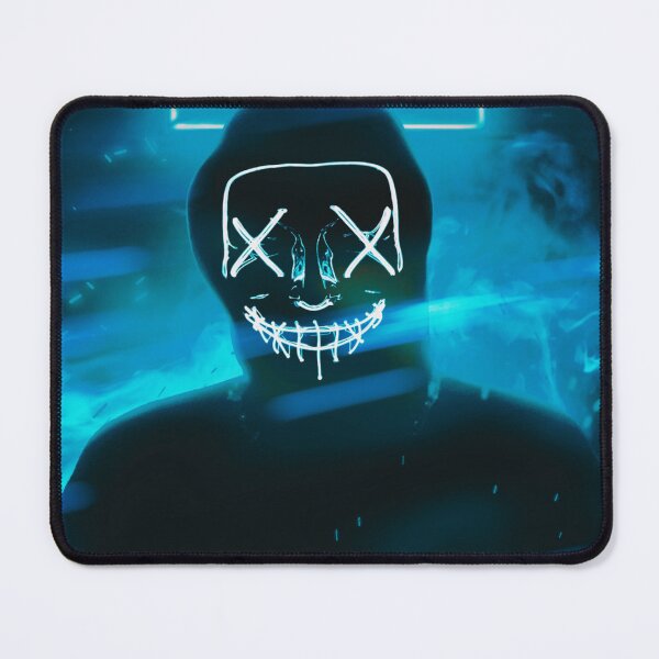 Item preview, Light Blue Neon silhouette of a Dark Man with a Scary Face designed and sold by Dven-Clothes.