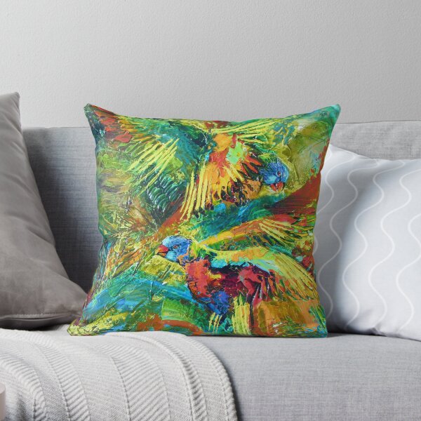 Lorikeet splash Throw Pillow