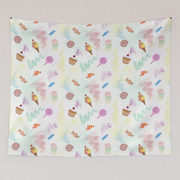 Item preview, Cake with sweets on colorful background  designed and sold by Olha Volokhova.