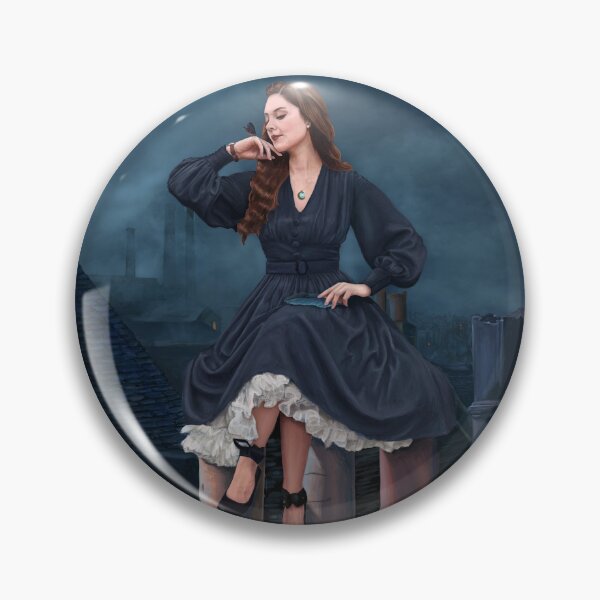 Item preview, While They Sleep - Digital Painting of a Young Witch Sitting on Chimney Tops at Night Time designed and sold by EmilyDewsnap.