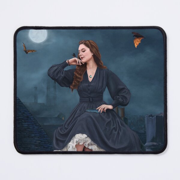 Item preview, While They Sleep - Digital Painting of a Young Witch Sitting on Chimney Tops at Night Time designed and sold by EmilyDewsnap.
