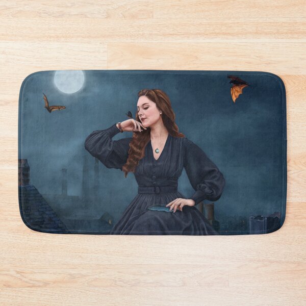Item preview, While They Sleep - Digital Painting of a Young Witch Sitting on Chimney Tops at Night Time designed and sold by EmilyDewsnap.