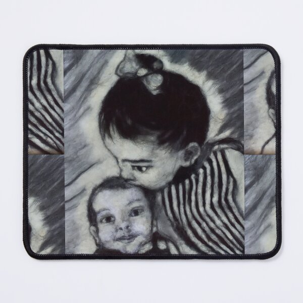 Item preview, children's portrait black and white portrait children's kisses designed and sold by FLEURDELAINE04.