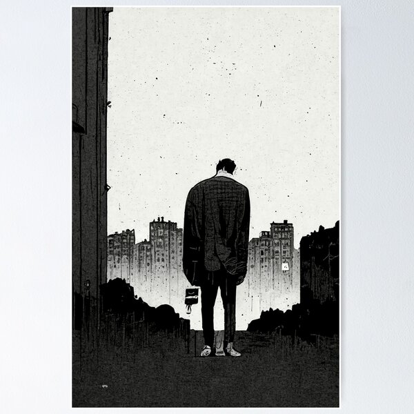 Item preview, Hombre deprimido caminando en una ciudad oscura designed and sold by StudioVuoma.
