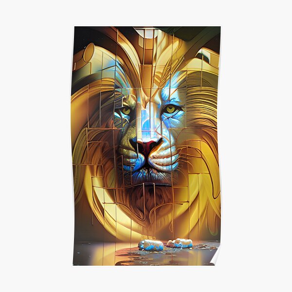 Art fantastique de lion d'or Poster