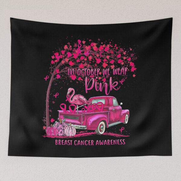 Item preview, In October We Wear Pink Ribbon Truck Flamingo Breast Cancer designed and sold by outlandishgastr.