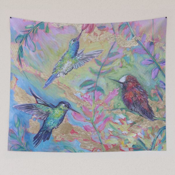 Aperçu de l'œuvre Hummingbirds in Lipstick Plants créée et vendue par Lisa Kimberly Glickman.