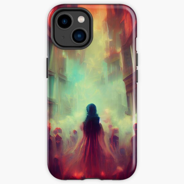 Red Woman Walking Among People in a Dream iPhone Tough Case