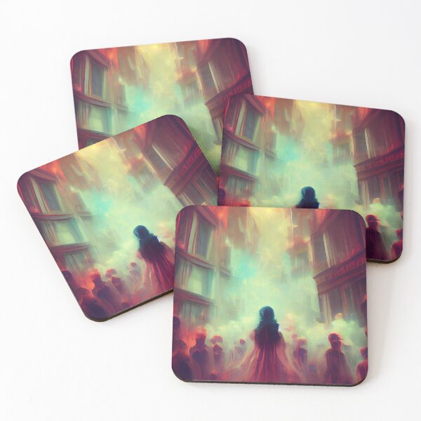 Item preview, Red Woman Walking Among People in a Dream designed and sold by StudioVuoma.