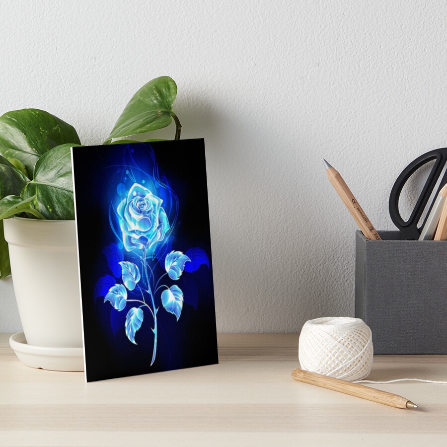 Blue Glowing Rose Flower .2. Art Board Print for Sale by Rowena Jones