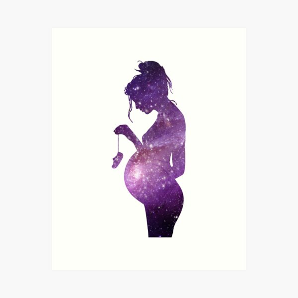 Item preview, Pregnant woman holding baby shoes  designed and sold by Rosaliartbook.