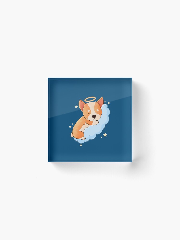 Alternate view of Corgi Sleeping on Cloud Acrylic Block