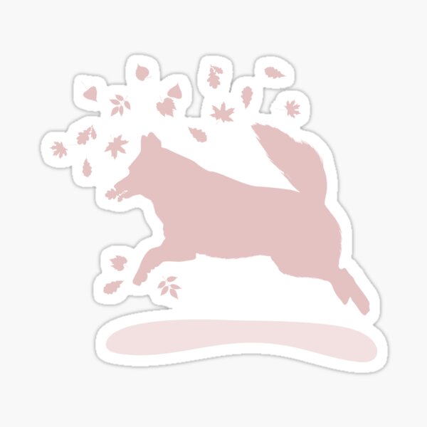 Husky running silhouette in autumn leaves Sticker