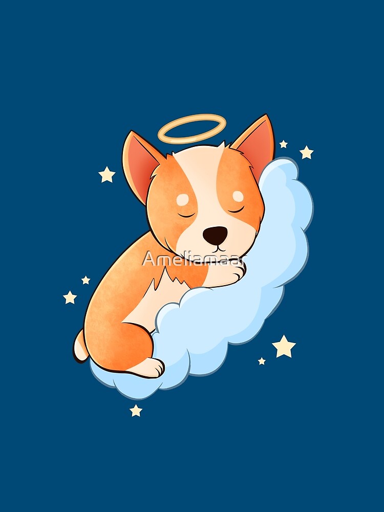 Corgi Sleeping on Cloud by Ameliamaar