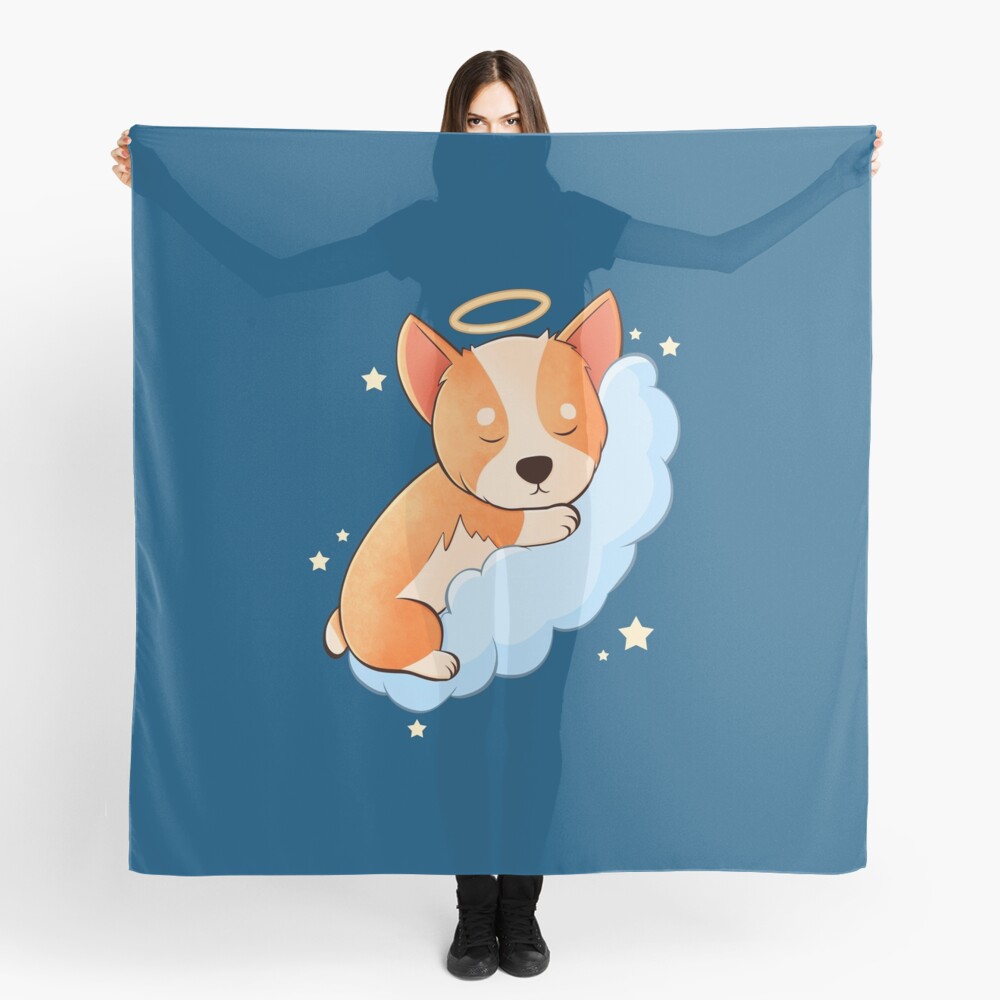 Corgi Sleeping on Cloud Scarf
