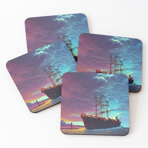 Item preview, Pirate ship under a cloudy sky designed and sold by DreamersVault.