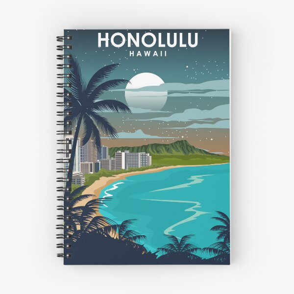 Artikelvorschau, Honolulu Hawaii Reiseplakat bei Nacht entworfen und verkauft von Stadify.