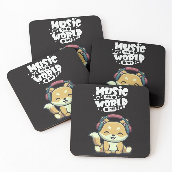Item preview, Music on World off -Fox sitting hearing music  designed and sold by All-About-Life.