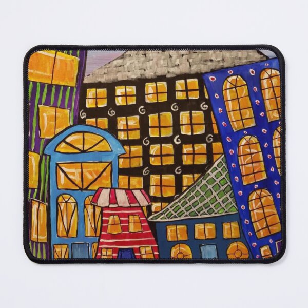 Item preview, Original Art Painted Colorful Snowy City designed and sold by JemLilyFineArt.