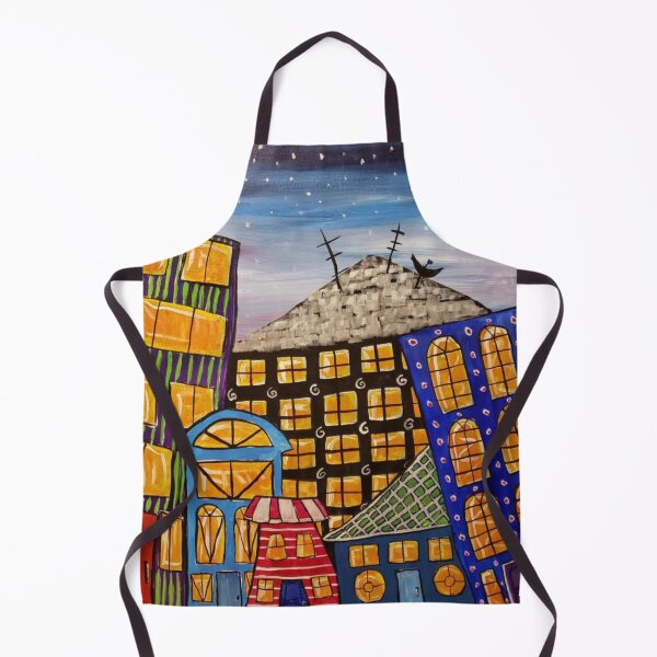 Item preview, Original Art Painted Colorful Snowy City designed and sold by JemLilyFineArt.