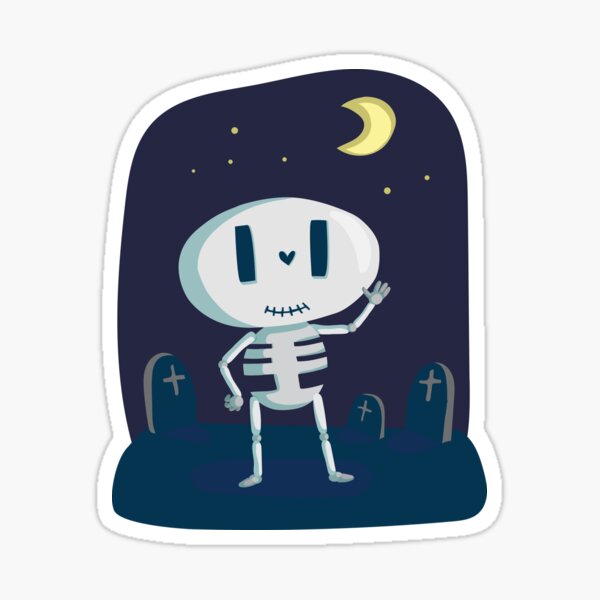 Friendly Skeleton Halloween Sticker