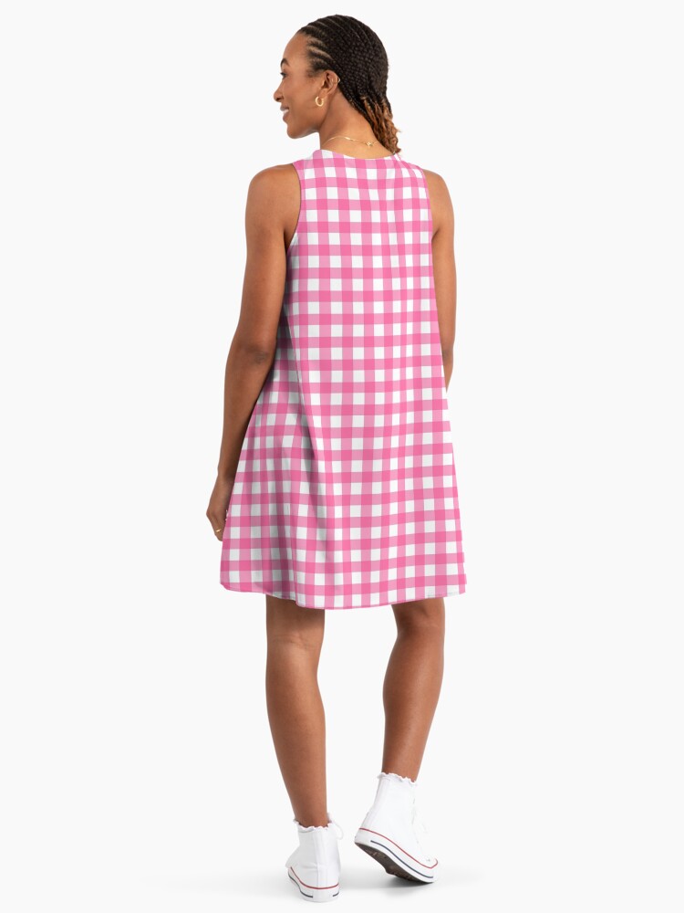 Pink Check Gingham Patterns Gingham A-Line Dress Pink Check Gingham Patterns Gingham A-Line Dress