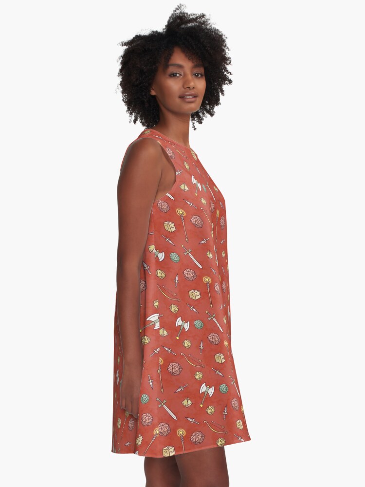 Alternate view of Tabletop RPG (Dungeons and Dragons) Repeating Pattern A-Line Dress