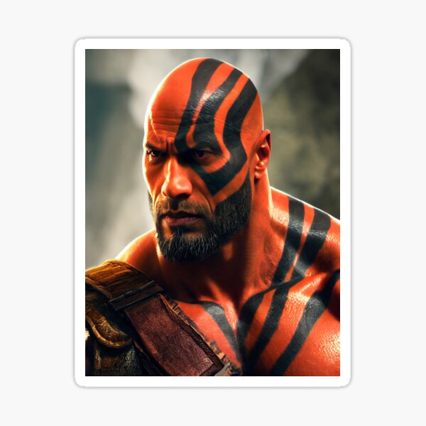 Legendary Barbarian Warrior Painted With War Colours – Portrait Of A Cool Barbarian Warrior | Midjourney AI Generated Art Sticker