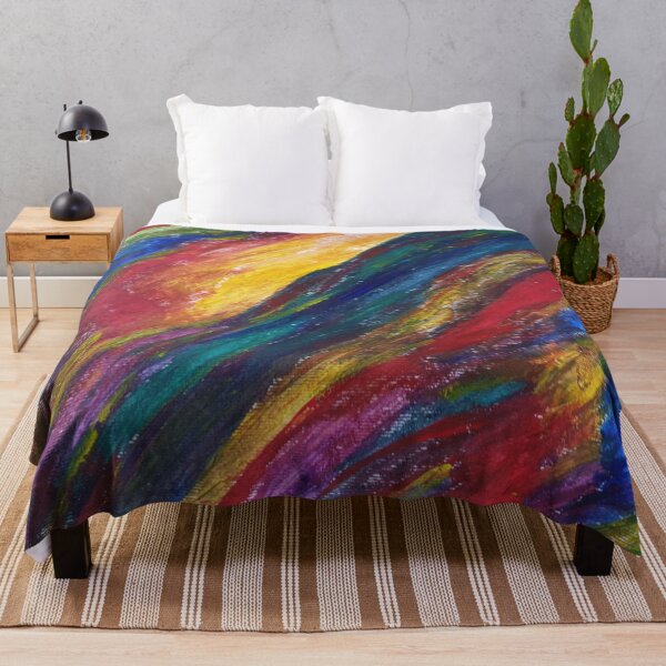 Item preview, The Mountain abstract design multicoloured stripes acrylic painting designed and sold by WorldOfWendyArt.