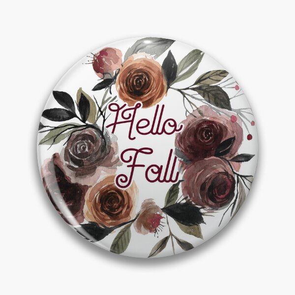 Item preview, Hello Fall - Typography Design with Flower Wreath in Autumn Colors designed and sold by papierquarell.