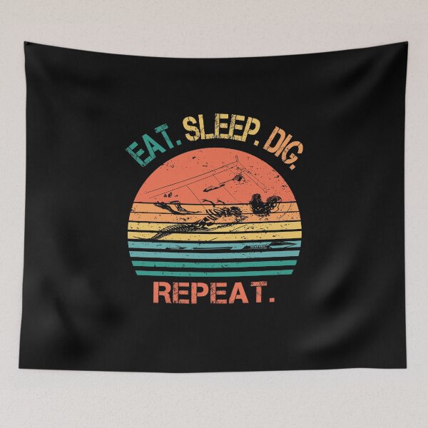 Item preview, Archeology retro sunset eat sleep dig repeat designed and sold by TipTopTapo.
