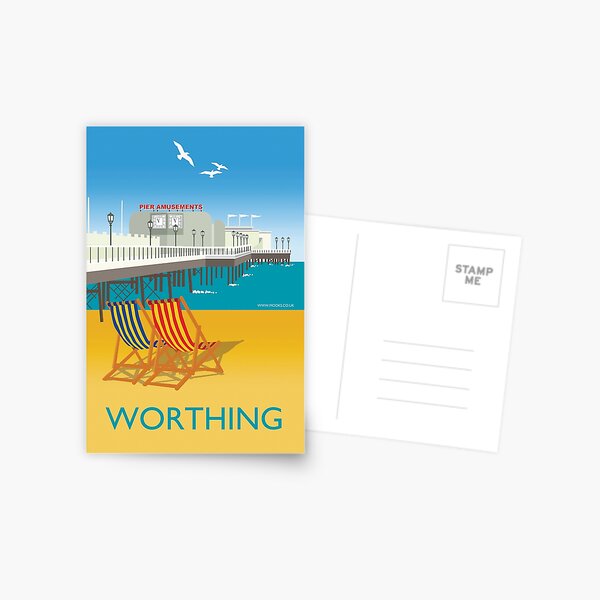 Worthing Pier and Beach by Russ Iden Art Postcard