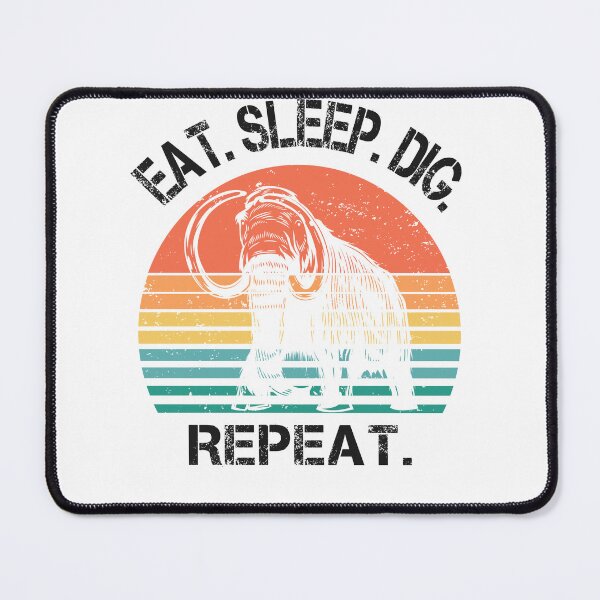 Item preview, Mammoth Archeology retro sunset eat sleep dig repeat designed and sold by TipTopTapo.