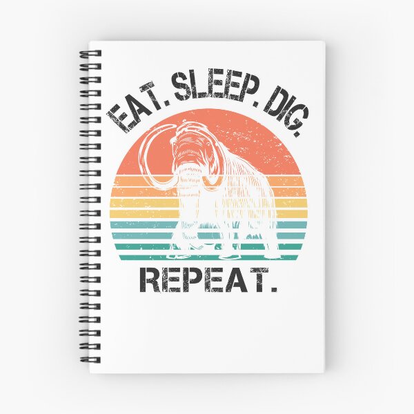 Item preview, Mammoth Archeology retro sunset eat sleep dig repeat designed and sold by TipTopTapo.