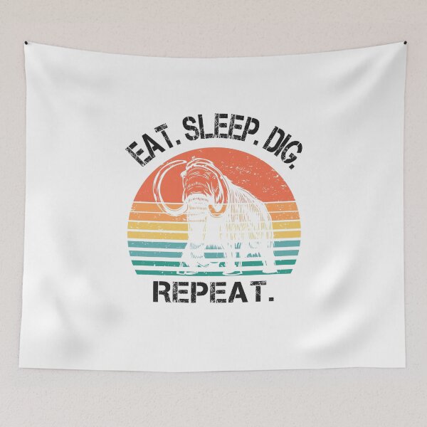 Item preview, Mammoth Archeology retro sunset eat sleep dig repeat designed and sold by TipTopTapo.
